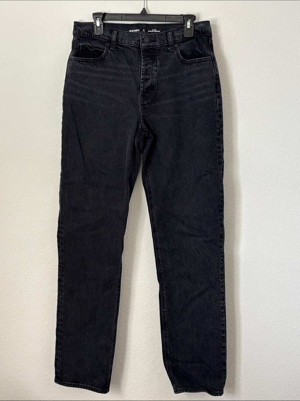 Old Navy Robin Slouchy Straight High-Rise Black Jeans TALL Size 6